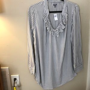 Aerie Ladies Ruffle Neck Striped Tunic/Nightshirt